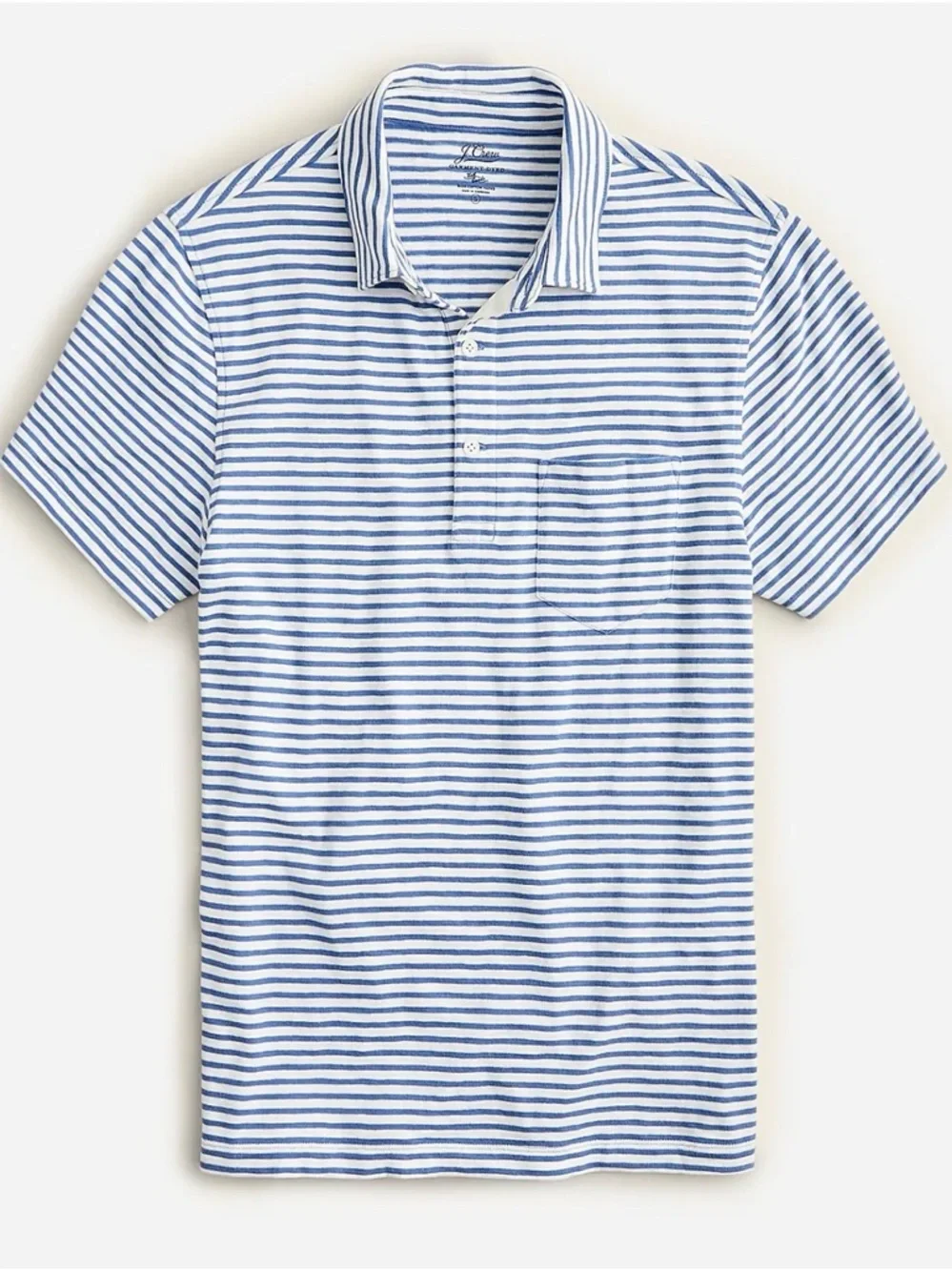 Men’s XL J.Crew Slub Cotton Polo Shirt in Yarn-Dyed Stripe